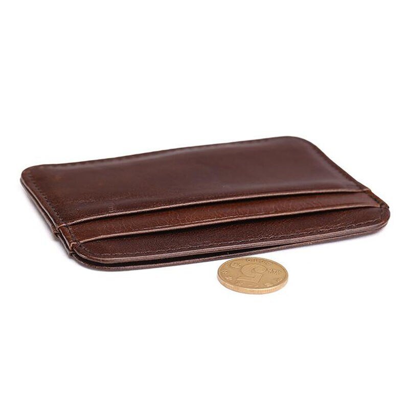 New Arrival Thin Vintage Men&#39;s Genuine Leather Small Wallet Slim Credit Card Holder Money Bag ID Card Case Mini Purse For Male