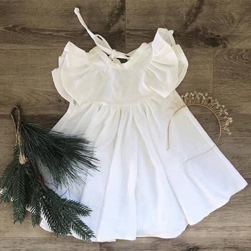 New Summer Baby Girls Dresses European America Toddler Kids Girl Dress Casual Linen Clothing Ruffles Sweet Princess Dress