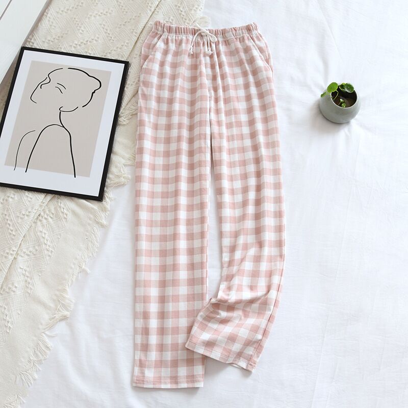 New Plaid Cotton Loose Ladies Pajama Pants Pyjama Trousers Women Men Sleep Bottoms Lounge Wear Sleep Pants Spring Summer