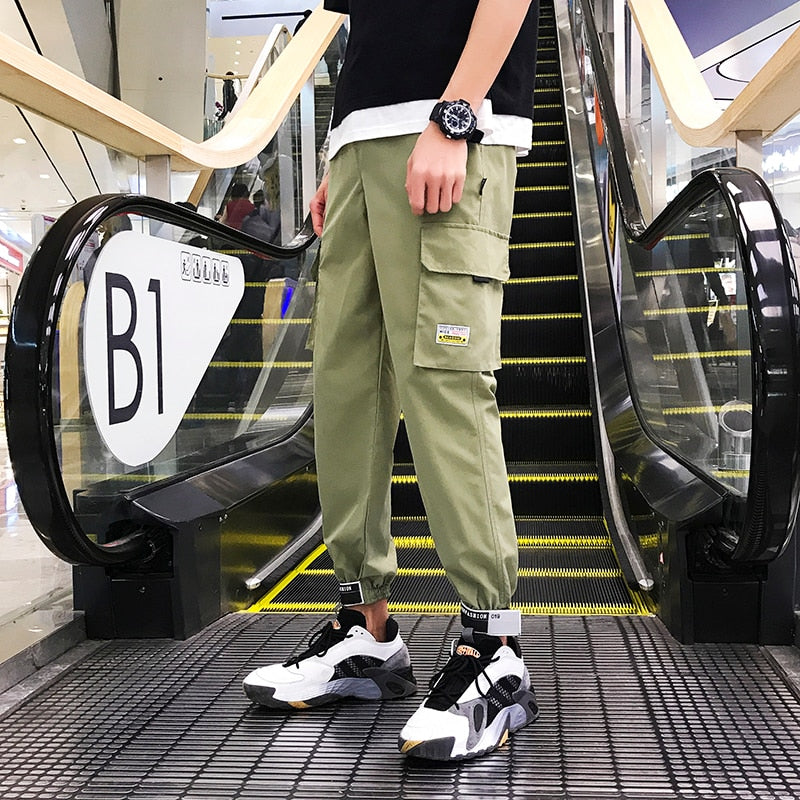 New Hip Hop Joggers Cargo Pants Men Harem Pants Multi-Pocket Ribbons Man Sweatpants Streetwear Casual Mens Pants XS-5XL