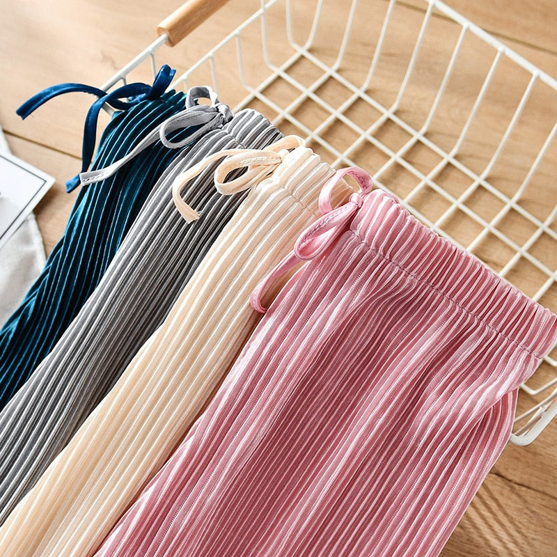 New Children's Pleated Wide-Leg Pants Summer Girl Kids Loose Casual Chiffon Ankle Length Pants Trousers WTP04