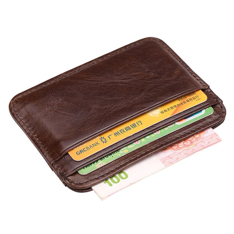 New Arrival Thin Vintage Men&#39;s Genuine Leather Small Wallet Slim Credit Card Holder Money Bag ID Card Case Mini Purse For Male