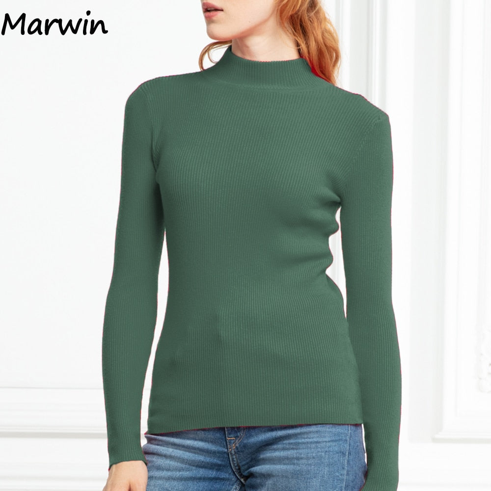 Marwin New-coming Autumn Winter Top Pull Femme Turtleneck Pullovers Sweaters Long Sleeve Slim Oversize Women's Sweater
