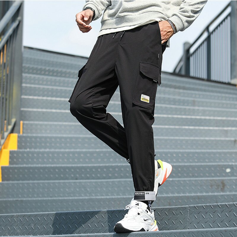 New Hip Hop Joggers Cargo Pants Men Harem Pants Multi-Pocket Ribbons Man Sweatpants Streetwear Casual Mens Pants XS-5XL