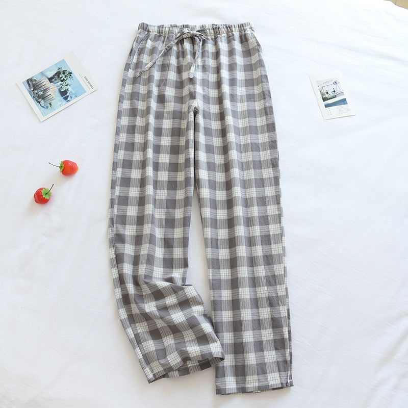 New Plaid Cotton Loose Ladies Pajama Pants Pyjama Trousers Women Men Sleep Bottoms Lounge Wear Sleep Pants Spring Summer