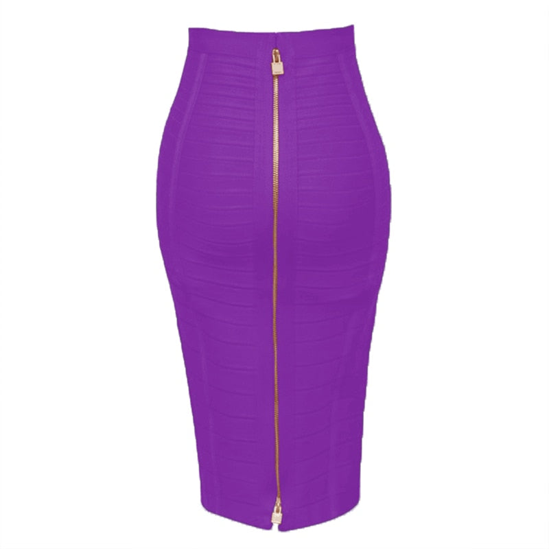 16 Colors Sexy Solid Zipper Orange Blue Black Red Bandage Skirt Women Elastic Bodycon Summer XL XXL Pencil Skirts