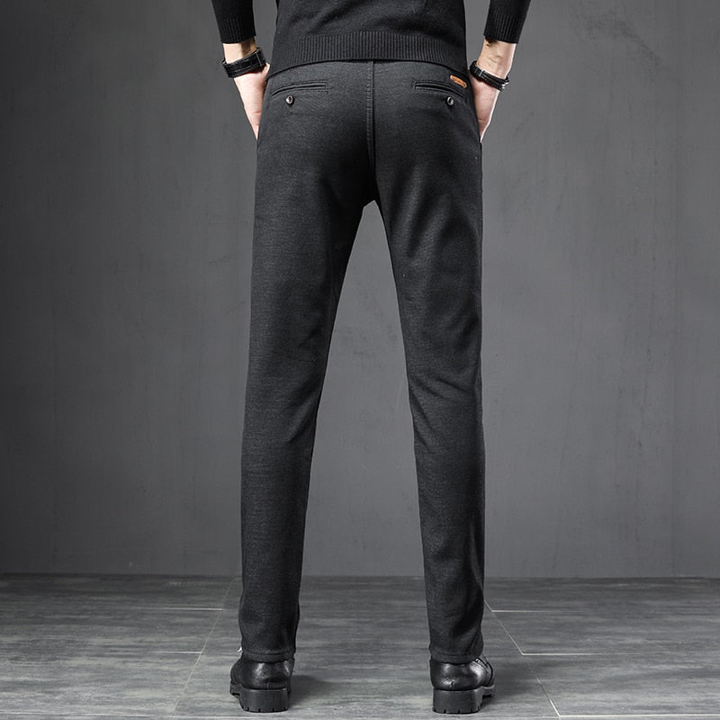 Spring Autumn Business Dress Pants Men Elastic Waist Frosted Fabric Casual Trousers Formal Social Suit Pant Costume Homme