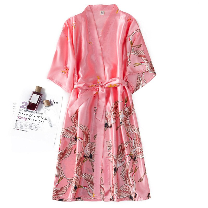 Sexy Nightwear Gown Set Women 2PC Pyjama V-Neck Pajamas Silky Sleepwear Spring Lady Sleep Suit Robe Wear Home Negligee Homewear