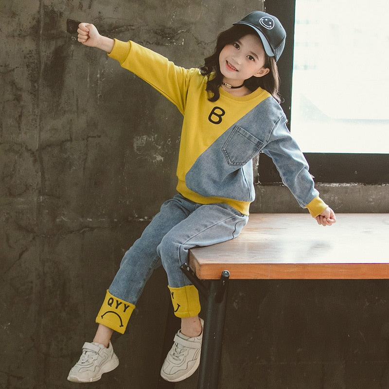 Children Clothing Set Hoodie Jeans Kids Tracksuit 2023 Spring Girls Costume Kids Sport Suits for Girls Clothes 6 8 10 12 Years