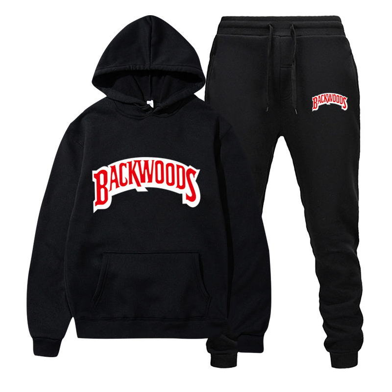 Fashion brand Backwoods Men's Set Fleece Hoodie Pant Thick Warm Tracksuit Sportswear Hooded Track Suits Male Sweatsuit Tracksuit