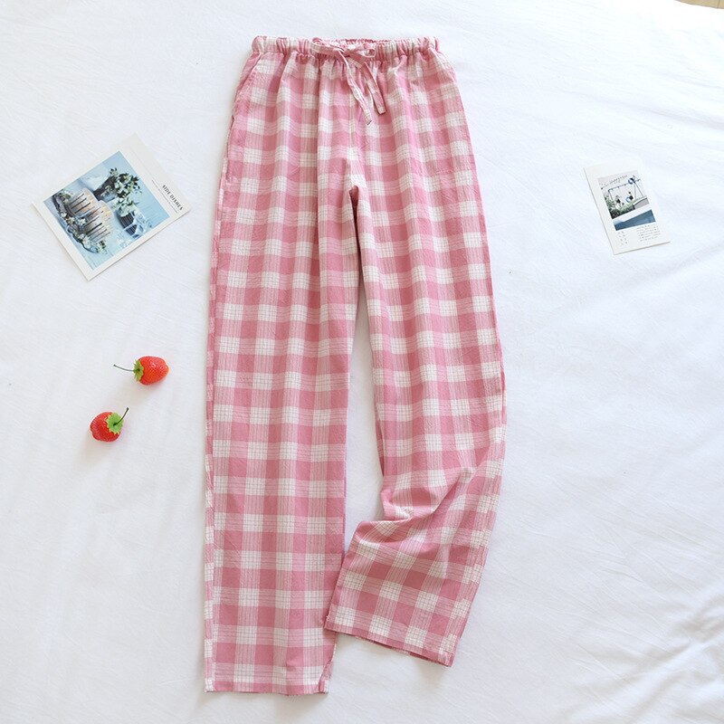 New Plaid Cotton Loose Ladies Pajama Pants Pyjama Trousers Women Men Sleep Bottoms Lounge Wear Sleep Pants Spring Summer