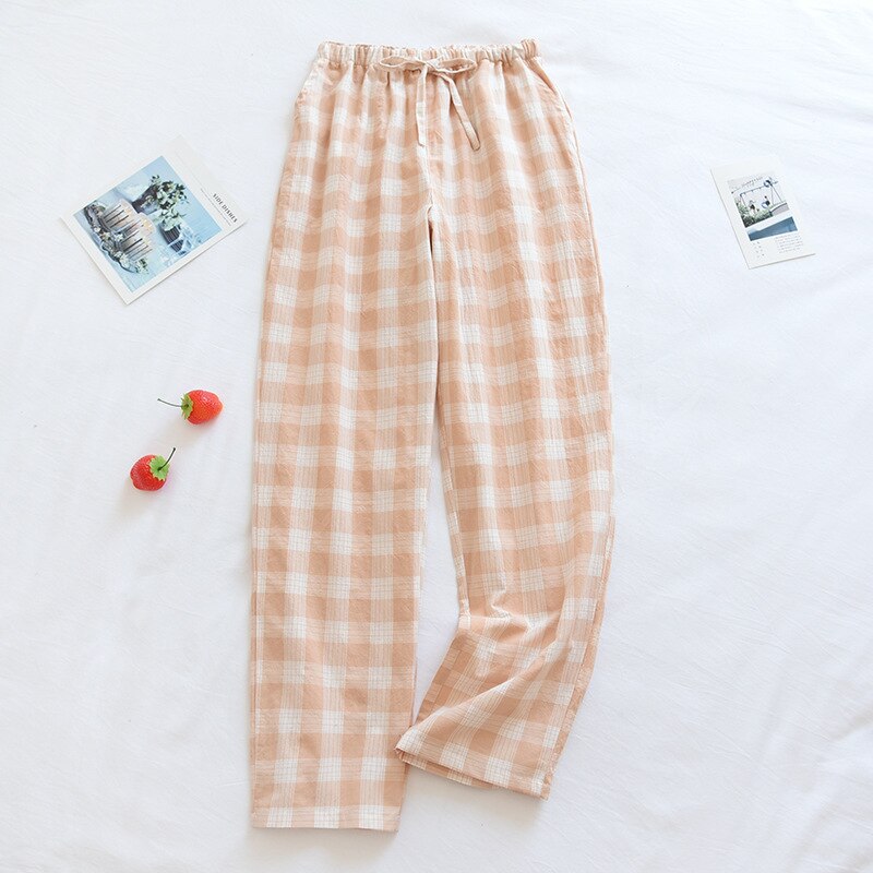 New Plaid Cotton Loose Ladies Pajama Pants Pyjama Trousers Women Men Sleep Bottoms Lounge Wear Sleep Pants Spring Summer