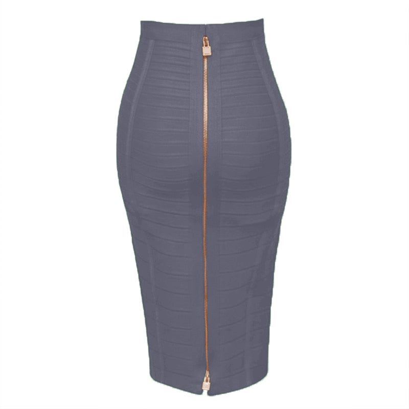 16 Colors Sexy Solid Zipper Orange Blue Black Red Bandage Skirt Women Elastic Bodycon Summer XL XXL Pencil Skirts