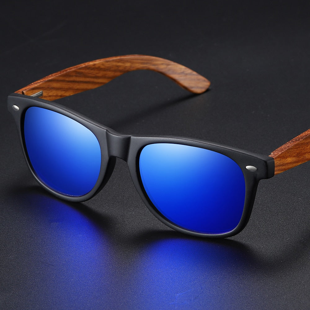 GM Mens Vintage Wooden Bamboo Sunglasses Polarized Mirrored Coating Womens Zebra Wood Sun Glasses gafas de sol hombre