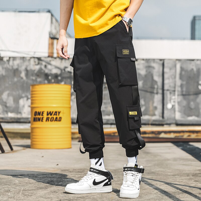 New Hip Hop Joggers Cargo Pants Men Harem Pants Multi-Pocket Ribbons Man Sweatpants Streetwear Casual Mens Pants XS-5XL