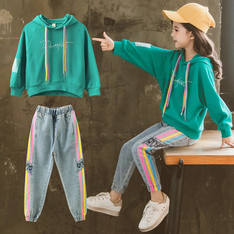 Children Clothing Set Hoodie Jeans Kids Tracksuit 2023 Spring Girls Costume Kids Sport Suits for Girls Clothes 6 8 10 12 Years