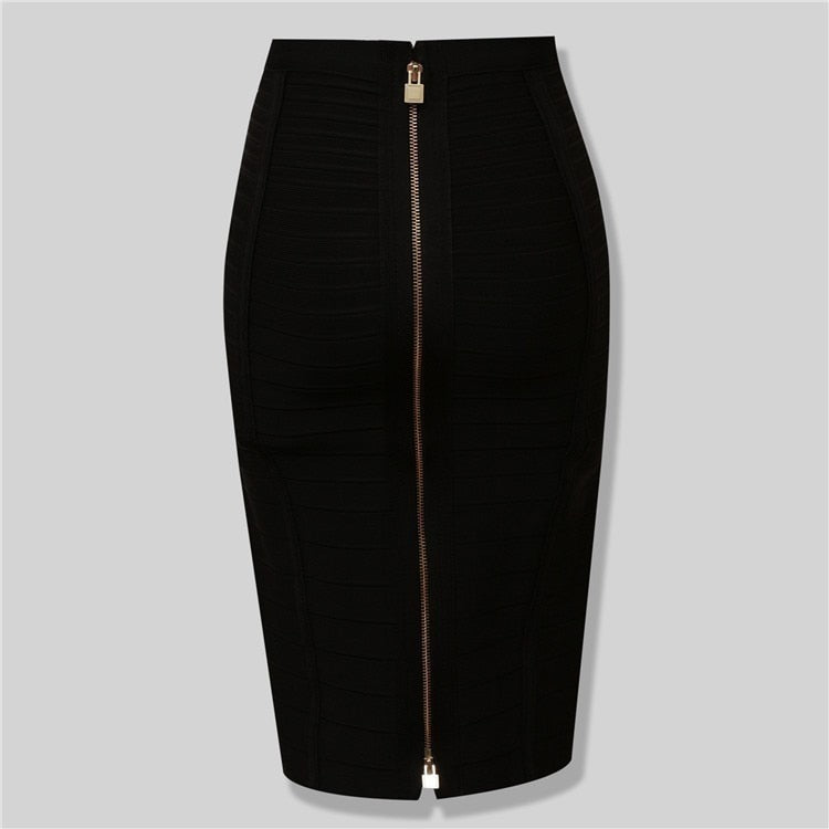 16 Colors Sexy Solid Zipper Orange Blue Black Red Bandage Skirt Women Elastic Bodycon Summer XL XXL Pencil Skirts