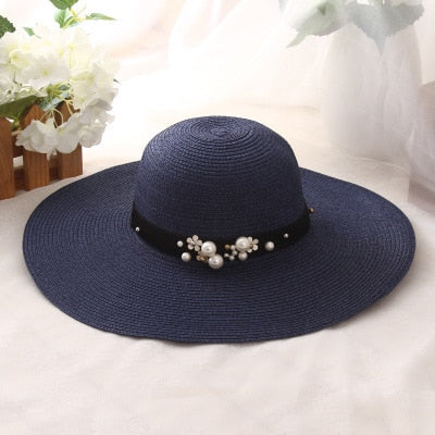 Hot Sale Round Top Raffia Wide Brim Straw Hats Summer Sun Hats for Women With Leisure Beach Hats Lady Flat Gorras