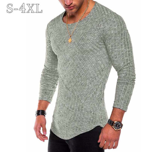 Plus Size S-4XL Slim Fit Sweater Men Spring Autumn Thin O-Neck Knitted Pullover Men Casual Solid Mens Sweaters Pull Homme