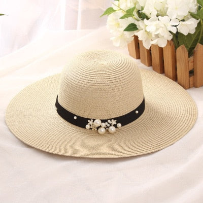 Hot Sale Round Top Raffia Wide Brim Straw Hats Summer Sun Hats for Women With Leisure Beach Hats Lady Flat Gorras
