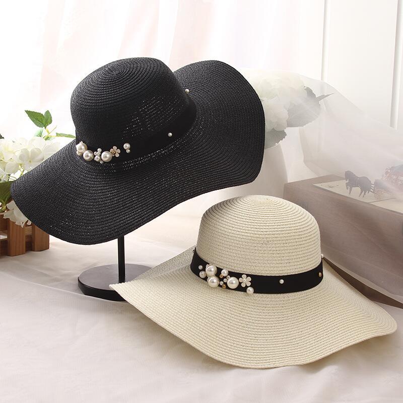Hot Sale Round Top Raffia Wide Brim Straw Hats Summer Sun Hats for Women With Leisure Beach Hats Lady Flat Gorras