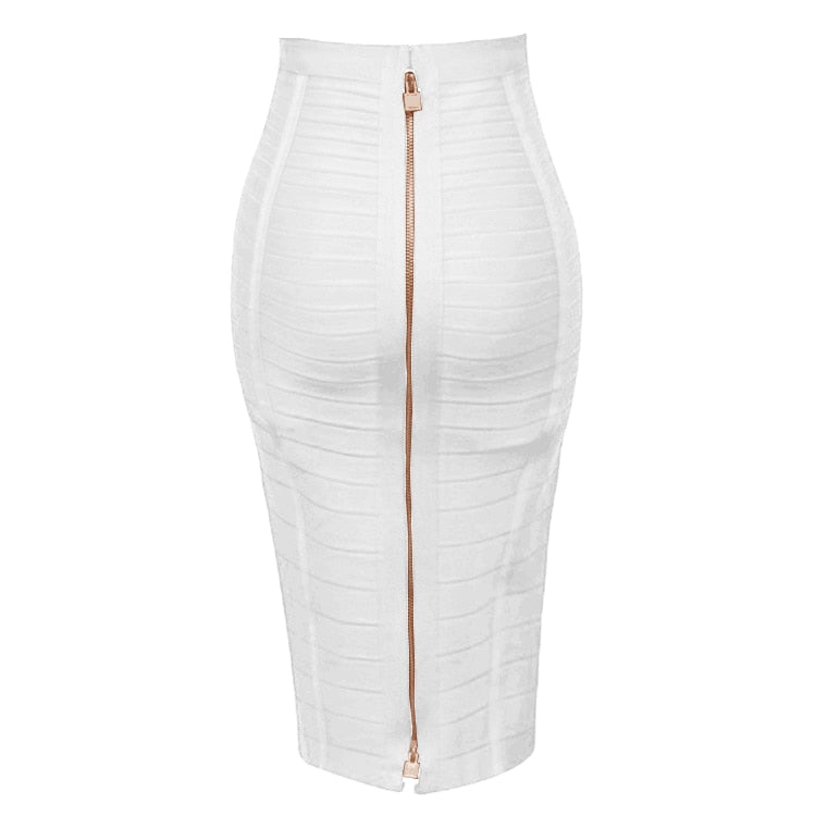 16 Colors Sexy Solid Zipper Orange Blue Black Red Bandage Skirt Women Elastic Bodycon Summer XL XXL Pencil Skirts