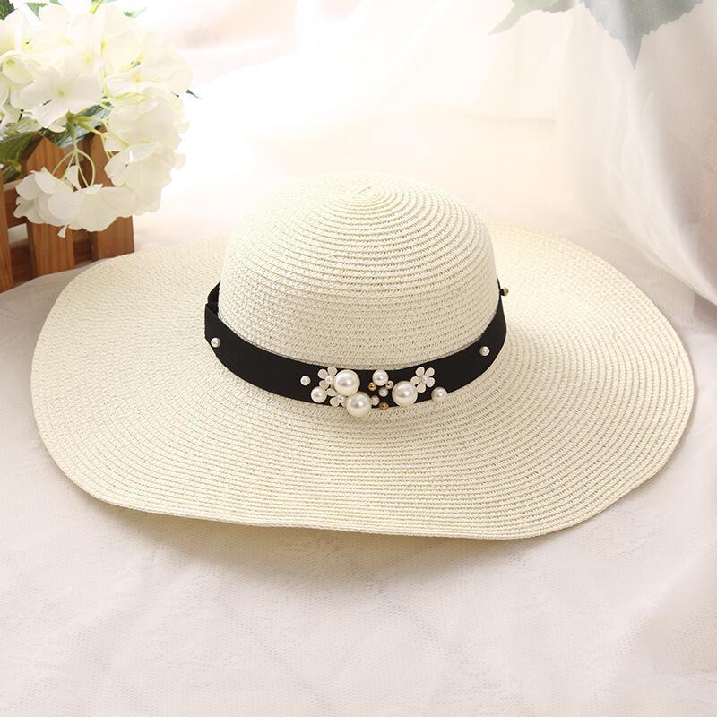 Hot Sale Round Top Raffia Wide Brim Straw Hats Summer Sun Hats for Women With Leisure Beach Hats Lady Flat Gorras