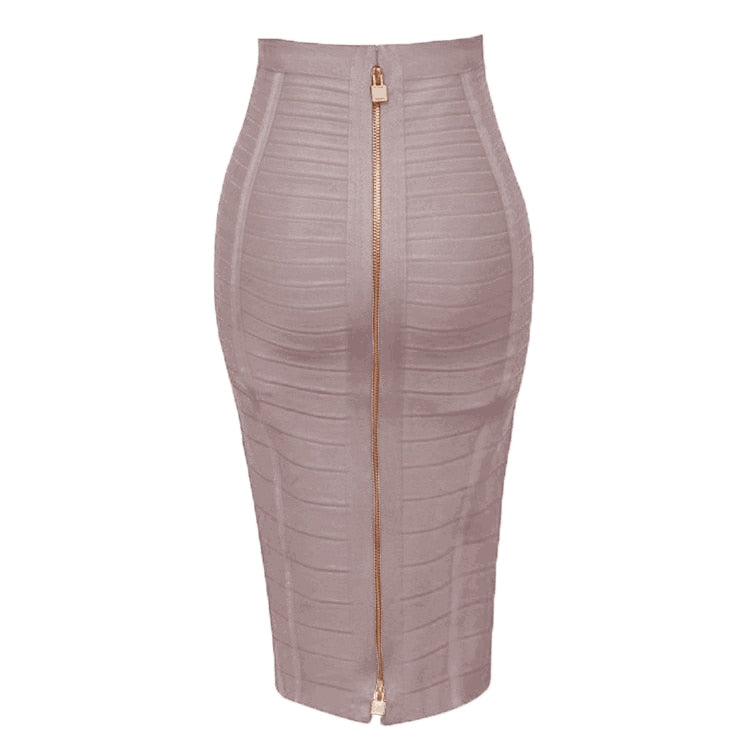 16 Colors Sexy Solid Zipper Orange Blue Black Red Bandage Skirt Women Elastic Bodycon Summer XL XXL Pencil Skirts