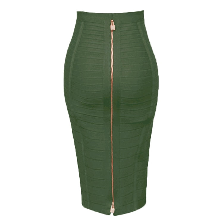 16 Colors Sexy Solid Zipper Orange Blue Black Red Bandage Skirt Women Elastic Bodycon Summer XL XXL Pencil Skirts