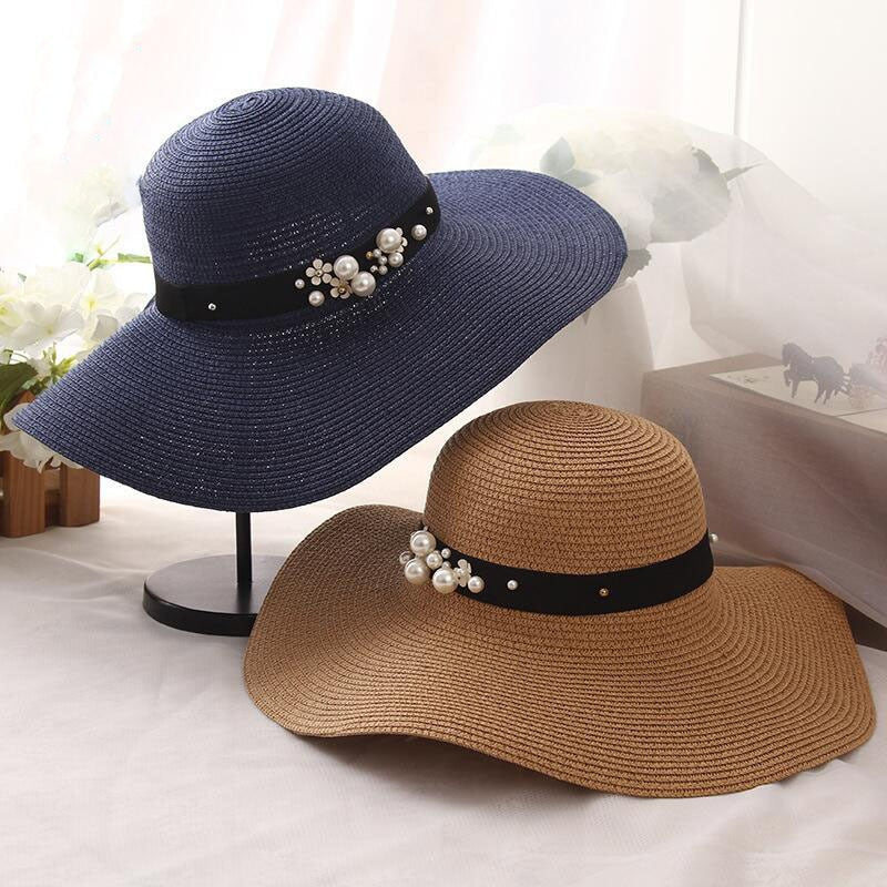 Hot Sale Round Top Raffia Wide Brim Straw Hats Summer Sun Hats for Women With Leisure Beach Hats Lady Flat Gorras
