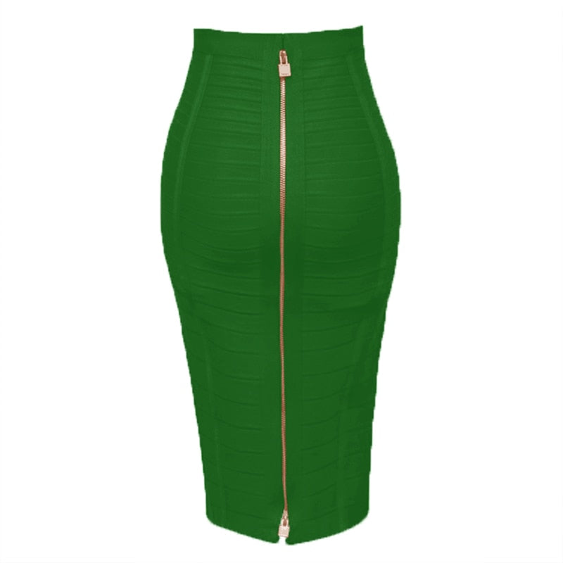 16 Colors Sexy Solid Zipper Orange Blue Black Red Bandage Skirt Women Elastic Bodycon Summer XL XXL Pencil Skirts