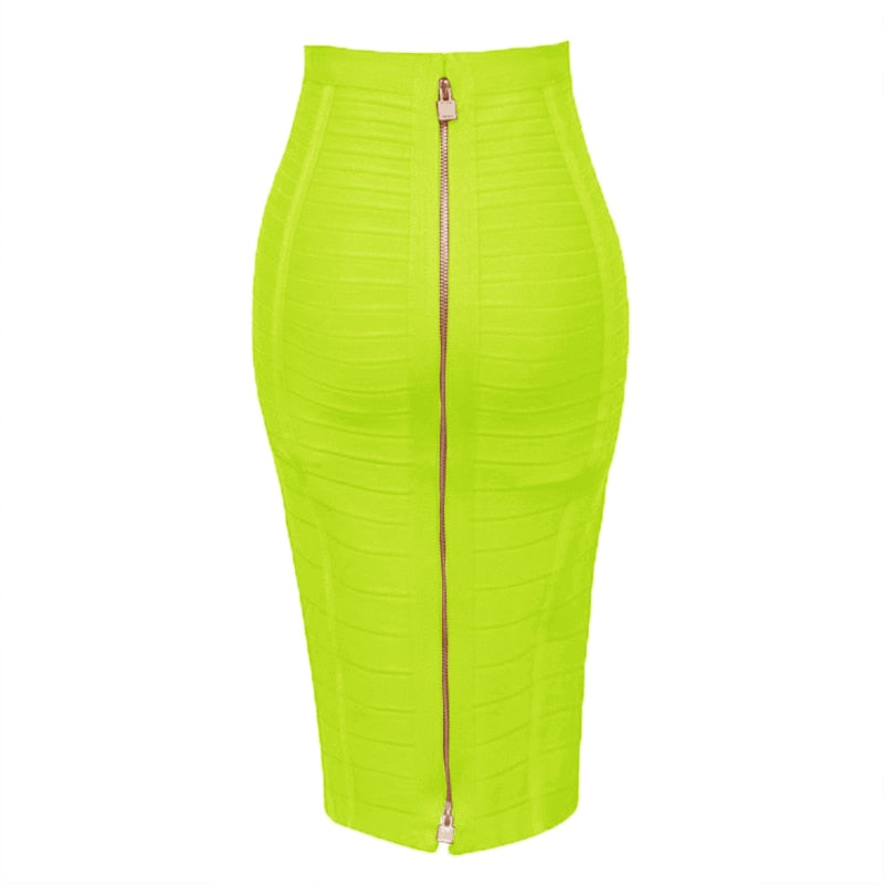 16 Colors Sexy Solid Zipper Orange Blue Black Red Bandage Skirt Women Elastic Bodycon Summer XL XXL Pencil Skirts