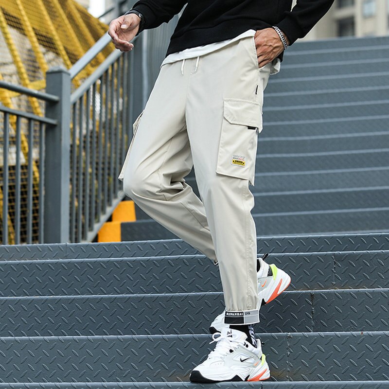 New Hip Hop Joggers Cargo Pants Men Harem Pants Multi-Pocket Ribbons Man Sweatpants Streetwear Casual Mens Pants XS-5XL