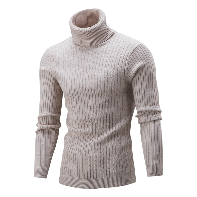 Autumn Winter Men Turtleneck Sweater Men Knitting Pullovers Rollneck Knitted Sweater Warm Men Jumper Slim Fit Casual Sweater