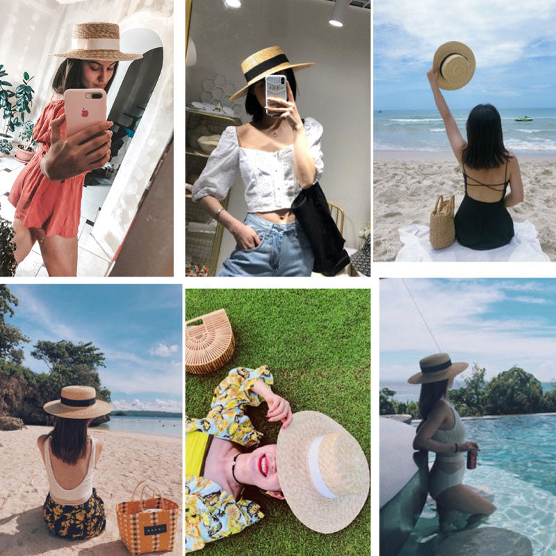 Summer Women Wide Brim Straw Hat Fashion Chapeau Paille Lady Sun Hats Boater Wheat Panama Beach Hats Chapeu Feminino Caps