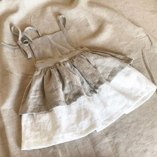 New Summer Baby Girls Dresses European America Toddler Kids Girl Dress Casual Linen Clothing Ruffles Sweet Princess Dress