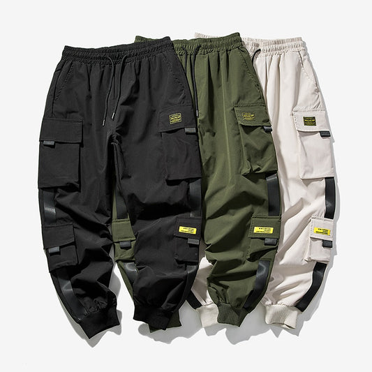 New Hip Hop Joggers Cargo Pants Men Harem Pants Multi-Pocket Ribbons Man Sweatpants Streetwear Casual Mens Pants XS-5XL