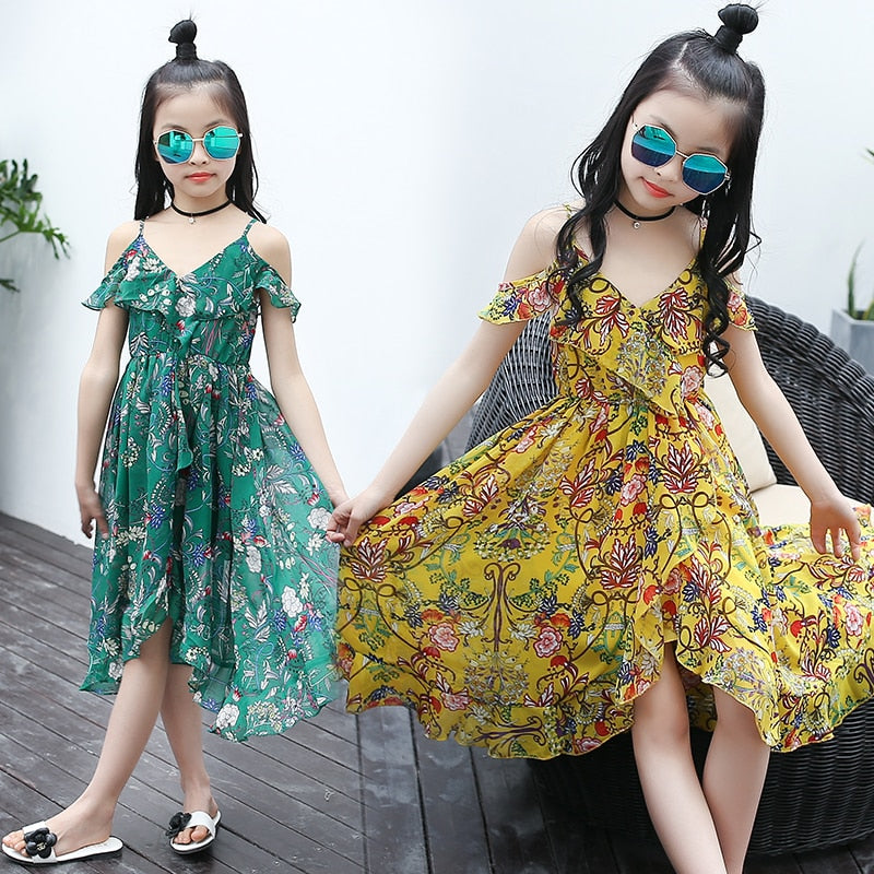 Girls Dress Bohemian Summer Kids Dresses For Girls Casual Girls Beach Sundress Teenage Kids Teen Clothes 6 8 10 12 14 Year