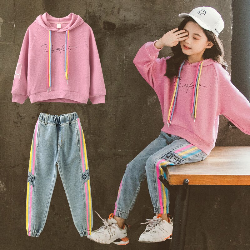 Children Clothing Set Hoodie Jeans Kids Tracksuit 2023 Spring Girls Costume Kids Sport Suits for Girls Clothes 6 8 10 12 Years