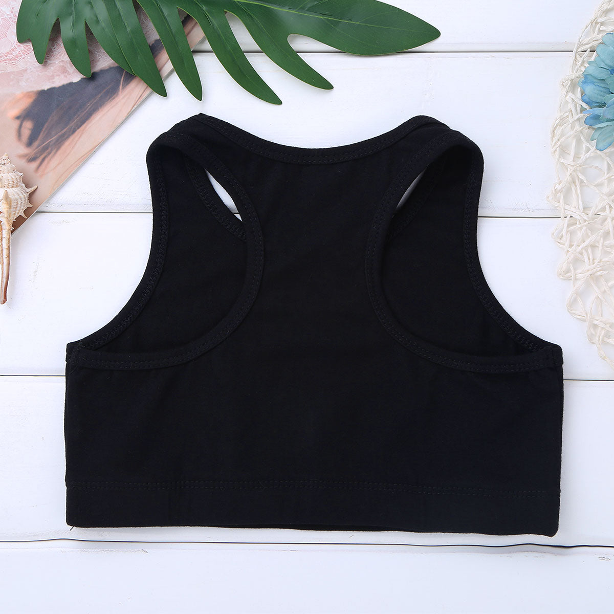 Kids Girls Sleeveless Shiny Letters DANCE Printed Crop Top Sports Gymnastics Ballet Tops Stage Performance Dance Costume