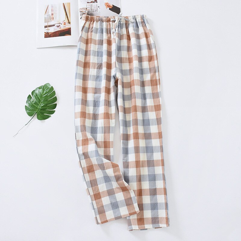 New Plaid Cotton Loose Ladies Pajama Pants Pyjama Trousers Women Men Sleep Bottoms Lounge Wear Sleep Pants Spring Summer