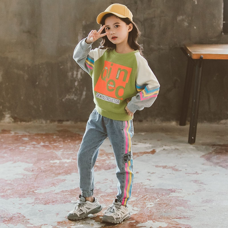 Children Clothing Set Hoodie Jeans Kids Tracksuit 2023 Spring Girls Costume Kids Sport Suits for Girls Clothes 6 8 10 12 Years