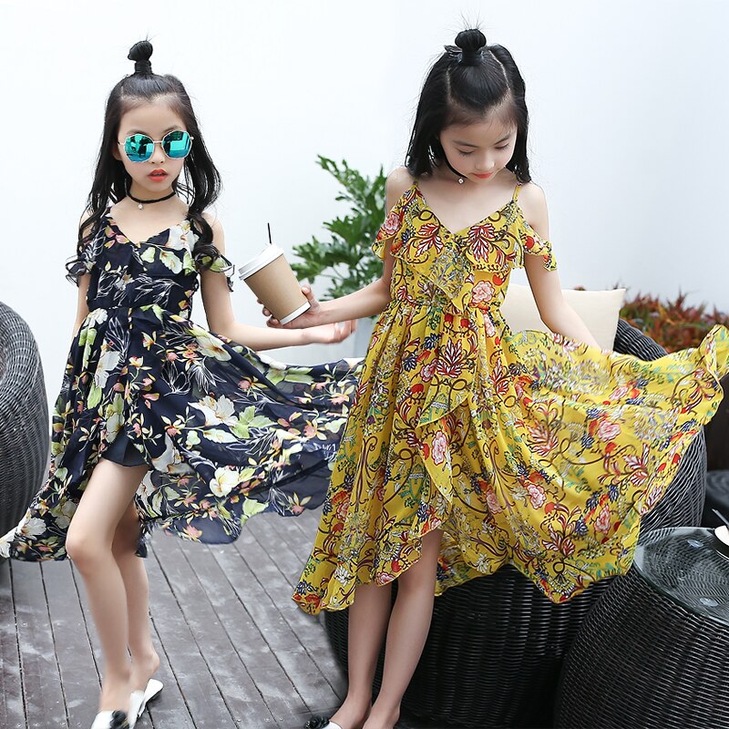 Girls Dress Bohemian Summer Kids Dresses For Girls Casual Girls Beach Sundress Teenage Kids Teen Clothes 6 8 10 12 14 Year