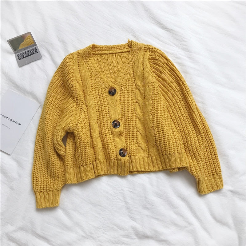PEONFLY Style Knitted Sweater Cardigans Women Long Sleeve Single Breaster Female Cardigan Solid Sweaters Sueter Mujer