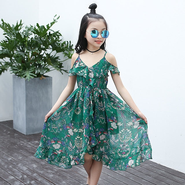 Girls Dress Bohemian Summer Kids Dresses For Girls Casual Girls Beach Sundress Teenage Kids Teen Clothes 6 8 10 12 14 Year
