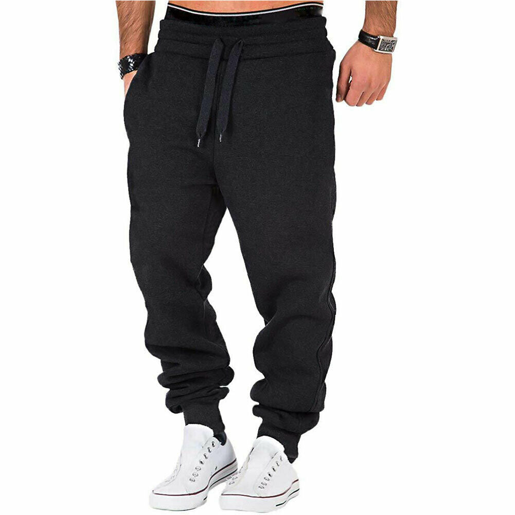 Mens Sport Pants Sweatpants Tracksuit Slim Fit Gym Workout Joggers Bodybuilding Trousers Casual Drawstring Sweatpants Plus Size