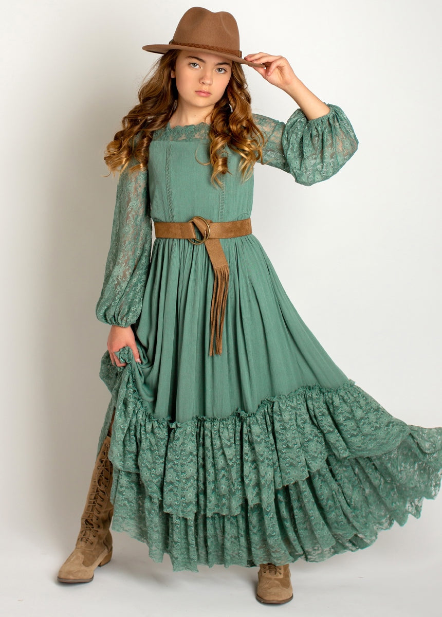 Christmas Girls Lace Long Sleeve Lace Dress Teenage Kids Elegant Princess Party Vestidos Costumes Children Clothing for 7-14y