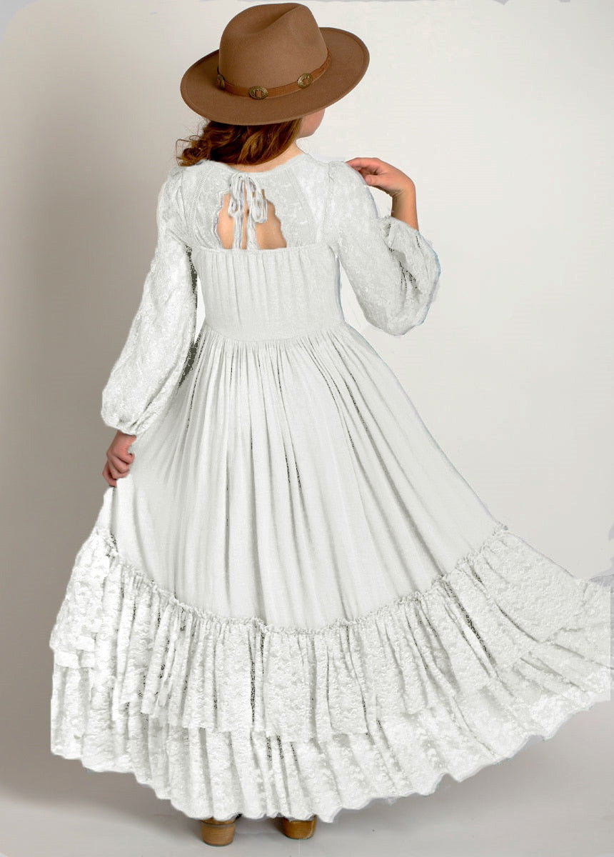 Christmas Girls Lace Long Sleeve Lace Dress Teenage Kids Elegant Princess Party Vestidos Costumes Children Clothing for 7-14y