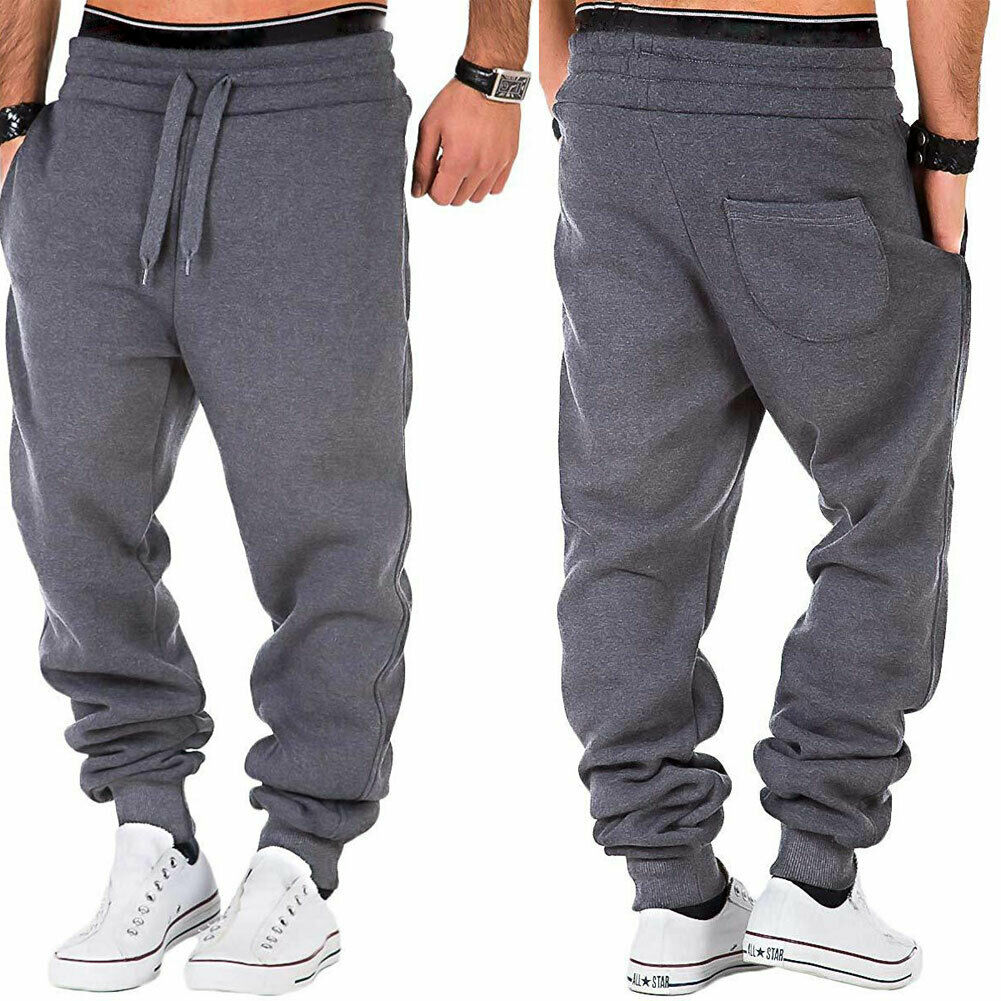 Mens Sport Pants Sweatpants Tracksuit Slim Fit Gym Workout Joggers Bodybuilding Trousers Casual Drawstring Sweatpants Plus Size