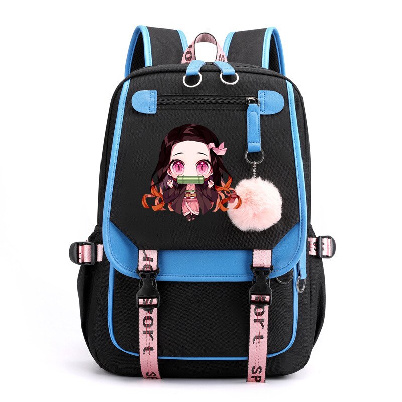 Anime Backpack Demon Slayer Nezuko Kawaii Cartoon School Bag for Adults Large Capacity Manga To Travel Daily Girls&#39; Bookbags